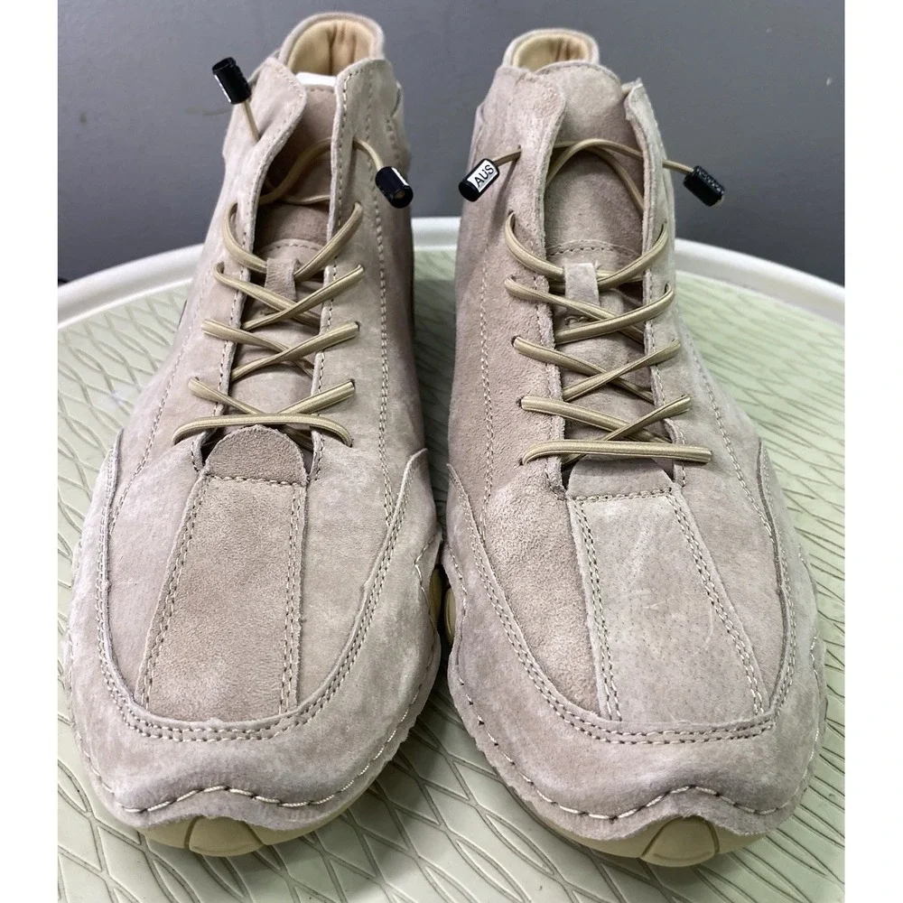 DBECK Men  Casual High Top Shoes Suede Hiking Lace-Up Boots‎ Beige US12/EU46 NEW
